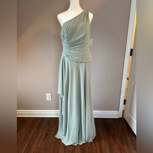 David's Bridal NWT One-Shoulder Sage Dress